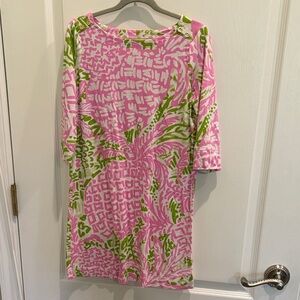 Lilly Pulitzer Girls Sophie Pink Sunset Home Slice Pineapple Dress Size L (8-10)